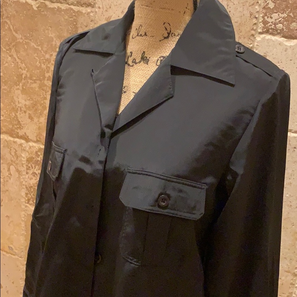 NWOT Diane Gilman black sheen blouse